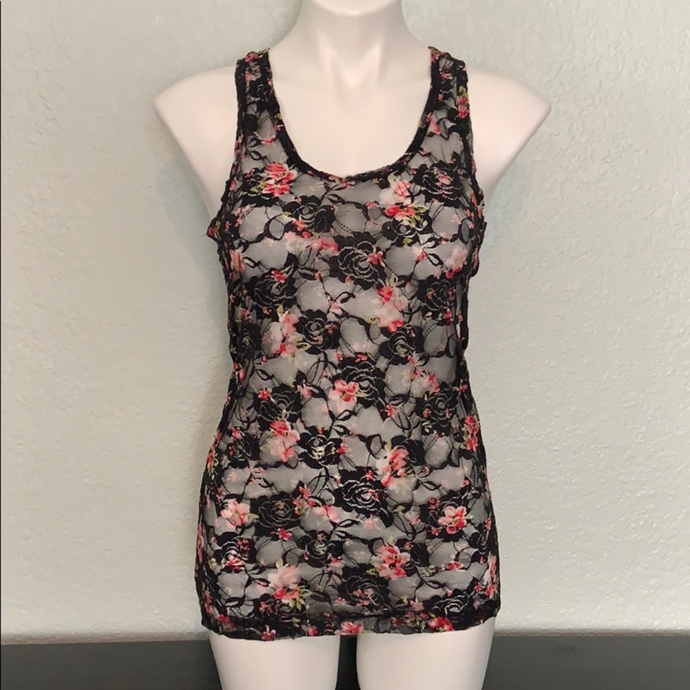 Mesh Lace Racer Back Tank Women’s L